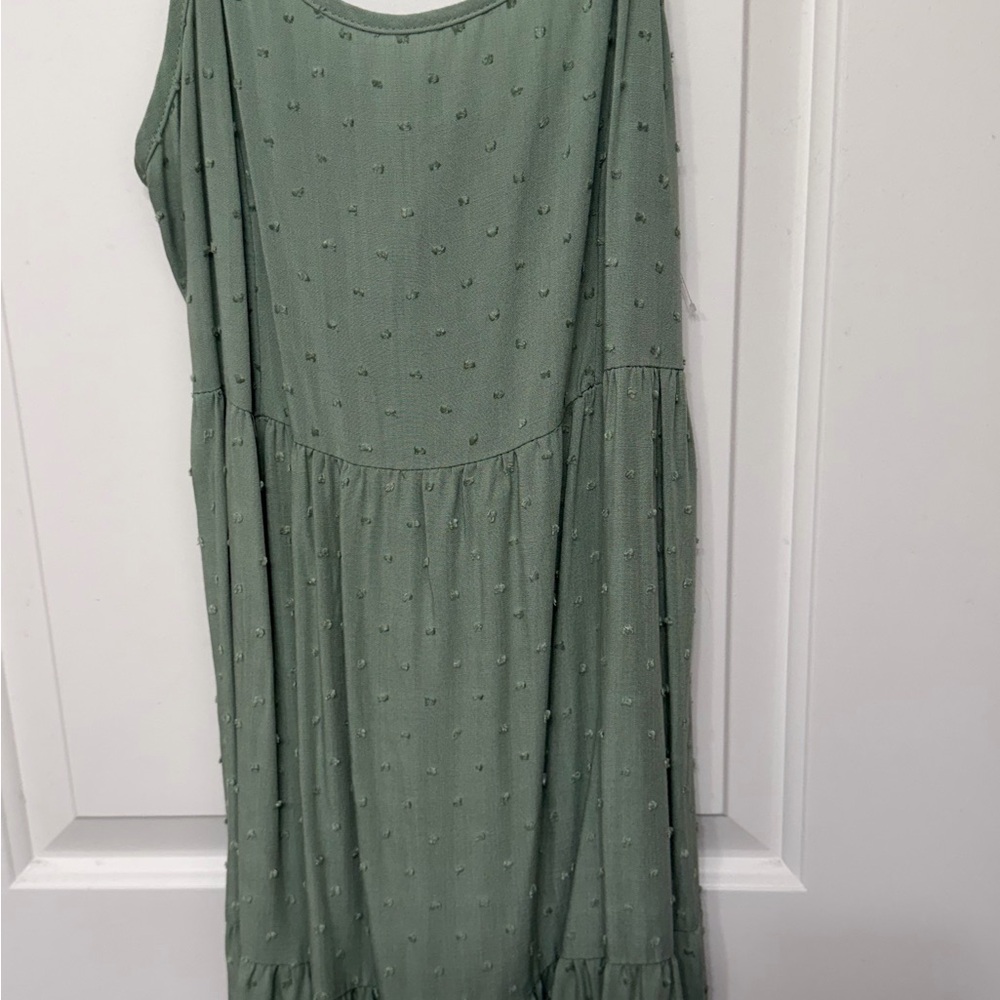 Altar'd State Sage Green Swiss Dot Mini Dress